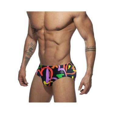 Imagem de Calções De Banho Masculinos Sexy Com Listras, Calças De Praia, Shorts 