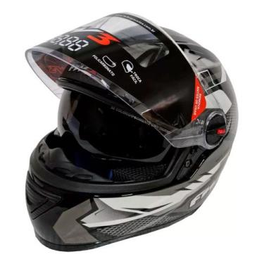 Imagem de Capacete Moto Fechado Gtx Fox Fw3 Óculos Fumê Várias Cores, 56, Grafit