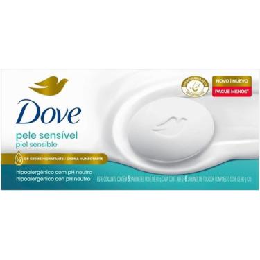 Imagem de Pack Sabonete Barra Dove Pele Sensível 6 Unidades 90g Cada