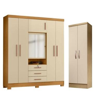 Imagem de Guarda Roupa Casal Imperial e Armário Multiuso New Egito Carvalho Amer