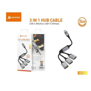 Imagem de Hub 3 Em 1 Usb Pei-ct25 Conexão Rápida E Prática - Peining - peing