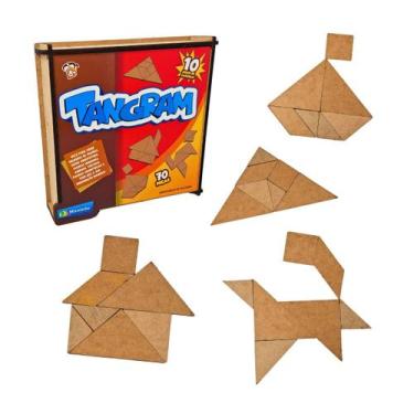 Imagem de Quebra cabeça Chinês Tangram 70 peças Brinquedo Educativo Desafio Raci
