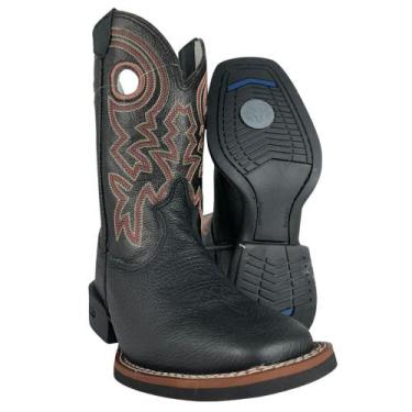 Imagem de Bota Texana Masculina Durango Bico Quadrado Preta Com Cano Bordado Ver