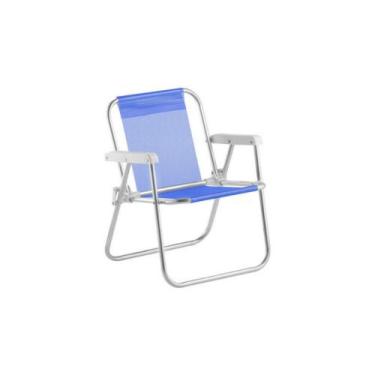 Imagem de Cadeira de praia infantil azul e rosa aluminio sannet - ronchetti