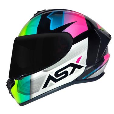 Imagem de Capacete Feminino ASX Draken Striker Preto Amarelo e Rosa Brilhante, 5