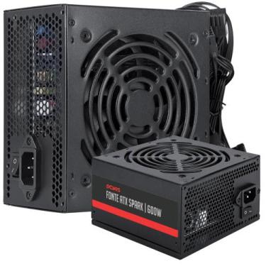Imagem de Fonte de Alimentação Para Pc Gamer Spark 600W ATX 110V/230V Com 5  Cab