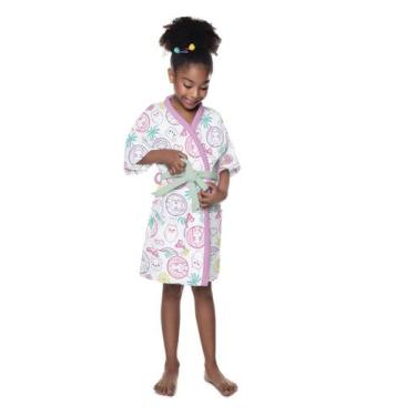 Imagem de Roupão Felpudo Infantil Quimono Estampado Barbie Lepper, P (4 a 6 anos