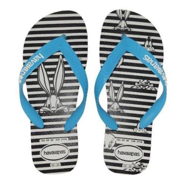 Imagem de Chinelo havaianas top warner logomania brancoazul,  41, Branco, Azul