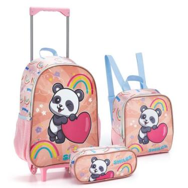 Imagem de Kit Mochila Infantil Rodinhas Escolar Panda/Coala/Urso - SEANITE, Pand