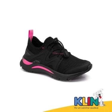 Imagem de Tênis Feminino Infantil Klin 480.020, Preto, Pink, 32