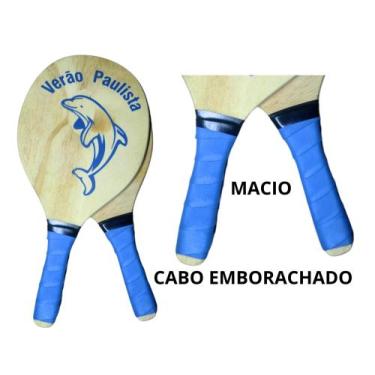 Imagem de Raquete Beach Tênis Frescobol Com Bolinha Cor Madeira Praia - accs