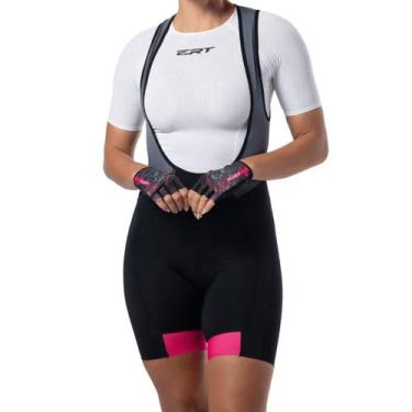 Imagem de Bretelle ciclismo feminino ERT Lady com zíper forro em gel Cor:Preto/R