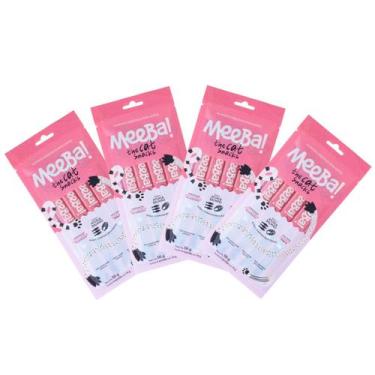 Imagem de Kit 4 Meeba Snack Natural Úmido Atum E Salmão 16 Sachê 14g