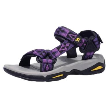 Imagem de Sandália feminina impermeável CAMEL CROWN para caminhadas com suporte de arco e sandálias esportivas confortáveis para caminhar na praia e viagens esportivas, Roxa, 11
