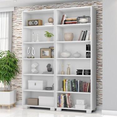 Imagem de Kit 2 Estantes para Livros 5 Prateleiras 188CMX121M Office Branco/Tx -