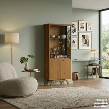 Imagem de Cristaleira com 2 Portas de Vidro Vicenza Cinamomo