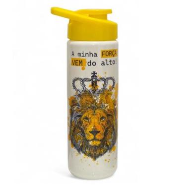 Imagem de Garrafa Água Squeeze Leão de Judá Fé 700ml Academia Escolar - Plasdura