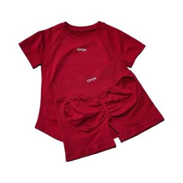 Imagem de Conjunto Esportivo Feminino De Secagem Rápida Sem Costura 2 Peças: Top