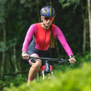 Imagem de Macaquinho de Ciclismo Feminino Márcio May Sport Vermelho Manga Longa 