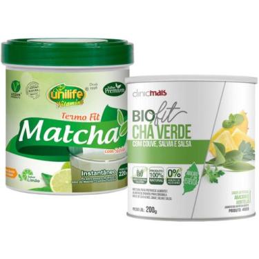 Imagem de Matcha sabor Limão 220g + Chá Verde com Couve e Salsa 200g - Unilife