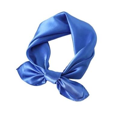 Imagem de Lenço Quadrado De Cetim Feminino 60cm, Faixa De Cabelo Macia, Lenço Pa