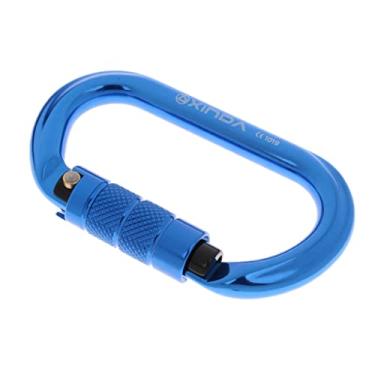 Imagem de YIJU O-Shape 25KN Alumínio Escalada Ao Ar Livre Caminhadas Auto Bloqueio Mosquetão Fivela , azul