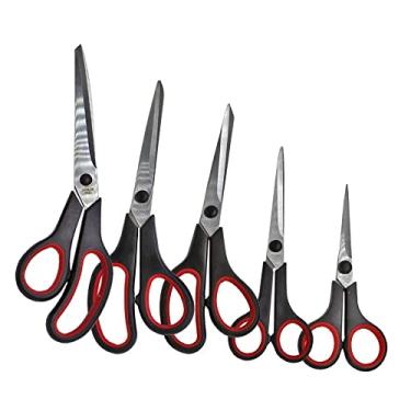 Imagem de 5 Tesouras Uso Geral Cabo Emborrachado Corta Tecido Papel