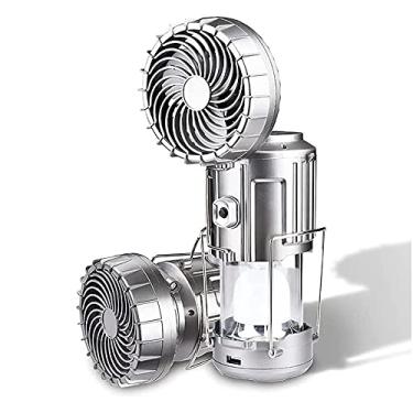 Imagem de GQYYS Lanterna de acampamento portátil LED 6 em 1, lanterna de acampamento LED ao ar livre com ventilador, ventilador de acampamento solar com luz, luz recarregável e portátil, para barracas, caminhadas, pesca e caminhada