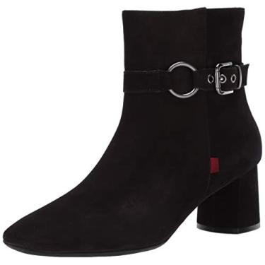 Imagem de Marc Joseph New York Bota feminina de couro com salto bloco e detalhe de fivela Madison, Nobuck preto, 5