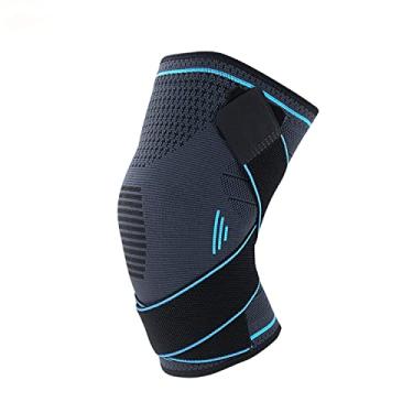 Imagem de Manga de compressão de joelho com compressão de bandagem para suporte de dor no joelho mulheres homens joelheiras para corrida, academia, fitness, levantamento de peso, ruptura do menisco, artrite, alívio da dor nas articulações(1PC) (L, Azul)