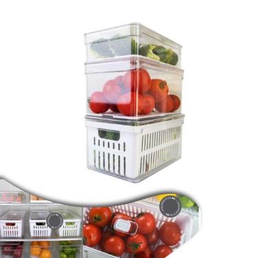 Imagem de Kit 3 Organizadores Geladeira Transparentes Tampa Fruta Verdura Clear Fresh - Ou