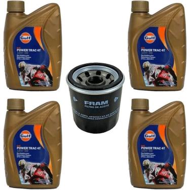 Imagem de Kit Troca Óleo 15W50 Gulf Sintetico 4L + Filtro 6018 Suzuki