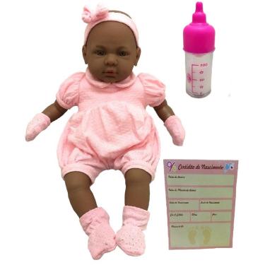 Imagem de Boneca Bebê Real Recém Nascida Negra Estilo Reborn - Roma