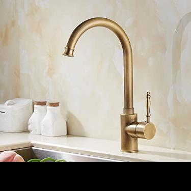 Imagem de Torneira de cozinha antiga retro guindaste para cozinha torneiras de água quente e fria misturador de pia todo o corpo de cobre, b, china