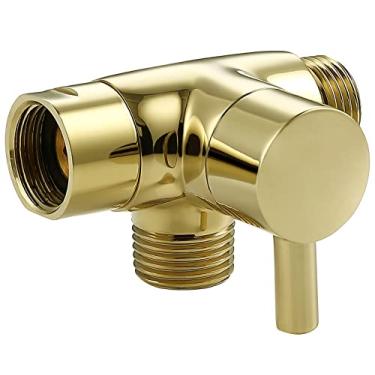 Imagem de Diversor de braço de chuveiro todo de metal, válvula divisora de chuveiro G 1/2 3 Way para chuveiro manual e divisor de cabeça de spray fixo (latão polido)