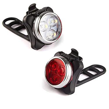 Imagem de Conjunto de luzes de bicicleta recarregável USB, farol frontal brilhante, luz de bicicleta LED traseira, bateria de lítio 650 mah, 4 opções de modo de luz