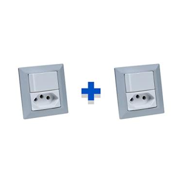 Imagem de Kit Espelhos de Tomadas Duplo Chanf 2Tom 20A 2 Interruptor COR:CINZA