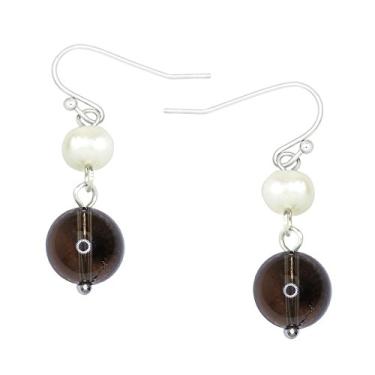 Imagem de Brinco de pedra natural redonda Falari 10 mm Mother of Pearl de r dio altamente polido