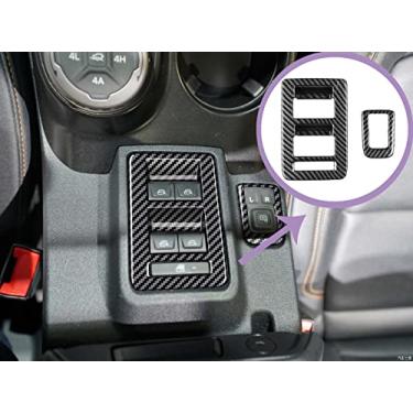 Imagem de GZBFTDH Acessórios de carro de painel de carbono, compatíveis com Ford Bronco 2021, painel de elevação de janela de porta placa de interruptor tampa de acabamento