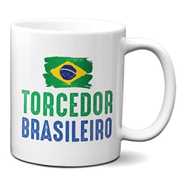 Imagem de Caneca Torcedor Brasileiro Bandeira Jogo Brasil Copa Mundo (Branca)