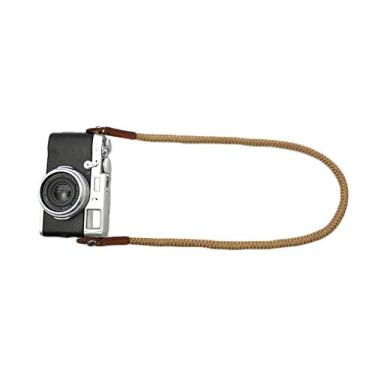 Imagem de DOROM Vintage Algodão feito à mão Alça de pescoço de câmera de couro para Leica Nikon Fuji Pentax Canon Panasonic Sony, Short Coffee
