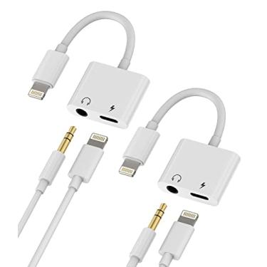 Imagem de Adaptador Lightning para fone de ouvido de 3,5 mm para iPhone (pacote com 2) e carregador Apple Splitter Dongle Jack Adaptador AUX para fone de ouvido carregador de telefone 2 em 1 cabo 13 12 11 Pro