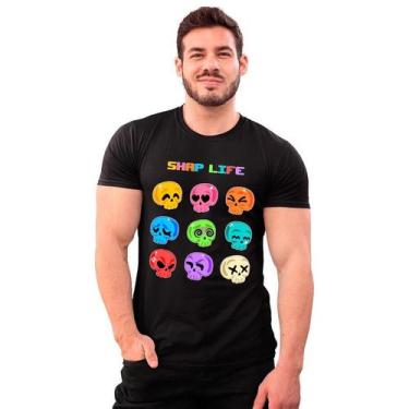 Imagem de Camiseta Algodão Caveiras Carton Coloridas Shap Life T-Shirt - Mecca