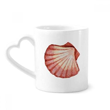 Imagem de Caneca de cerâmica com ilustração vermelha da vida marinha Scallop copo de coração de vidro