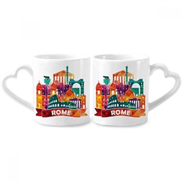 Imagem de Conjunto de canecas de porcelana para casal, marco aduaneiro, paisagem, Itália, Roma