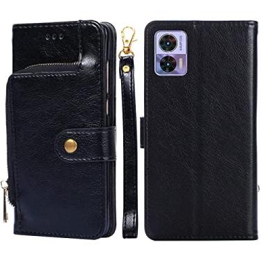 Imagem de capa de proteção contra queda de celular Para Motorola Edge 30 Neo Zipper Bag Flip Leather Phone Case