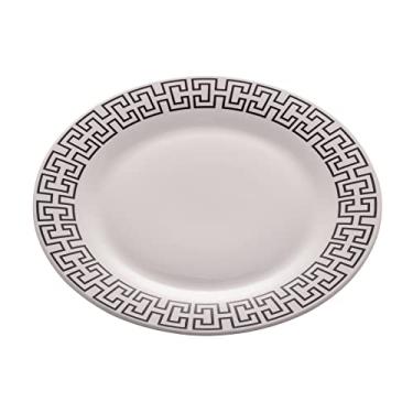 Imagem de PRATO RASO DE PORCELANA EGYPT 26,5CM PRETO E BRANCO