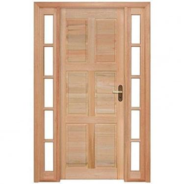 Imagem de Porta de Madeira 213x134cm com Vitrô sem Vidro Batente 9,4cm P10 M34 Rondosul Natural