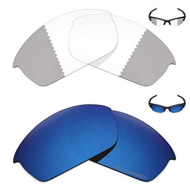 Imagem de Mryok+ 2 pares de lentes de substituição para óculos de sol Oakley Flak Jacket – cinza eclipse fotocromático/azul pacífico