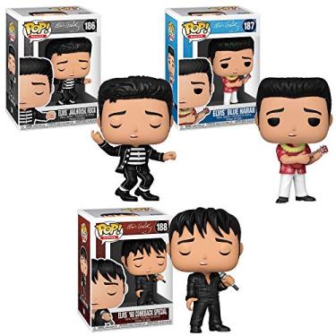 Imagem de Funko Rocks: POP! Conjunto de Colecionadores Elvis - Jailhouse Rock, Blue Hawaii, 1,8 m Comeback Special, 9,5 cm